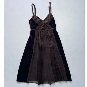 Vintage Y2K Brown Velvet Sleeveless Babydoll Fairy Dress / Sz 4 / Indie Holiday